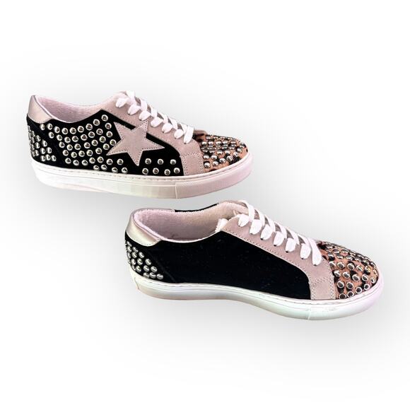 Steve Madden Turner Studded Star Sneaker | Leopard Print Calf Hair | Ladies 7.5 - Picture 5 of 9